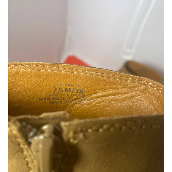 Lucky Brand Booties Tan Suede Side Zip High Wedge Heel Ankle size 7.5 M NWT - Picture 9 of 10